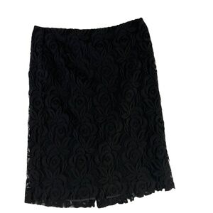 Talbots Black Rose Lace Skirt‎ Floral Pattern Womens Size 10